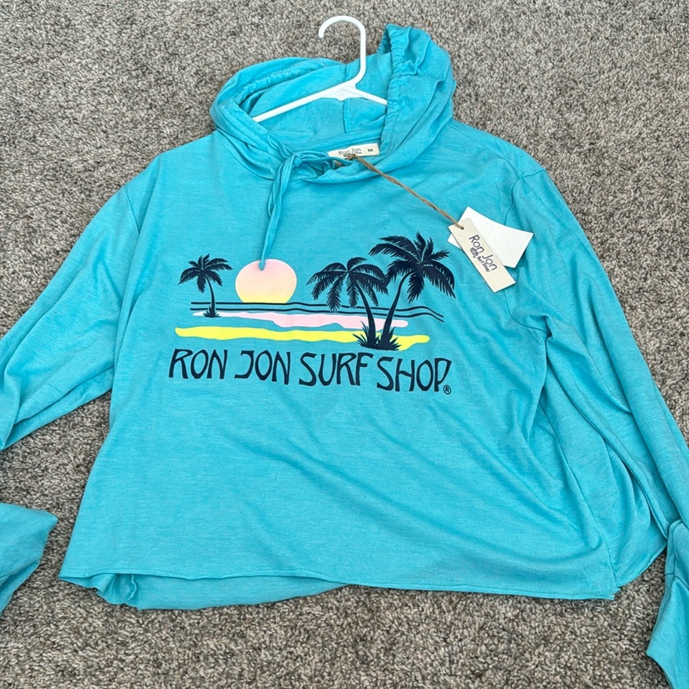 NWT RON JON SURF SHOP CROPPED HOODIE SIZE M